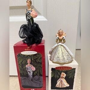 Vintage Hallmark Barbie 1994 & 1999 Holiday  Figurine Ornament
